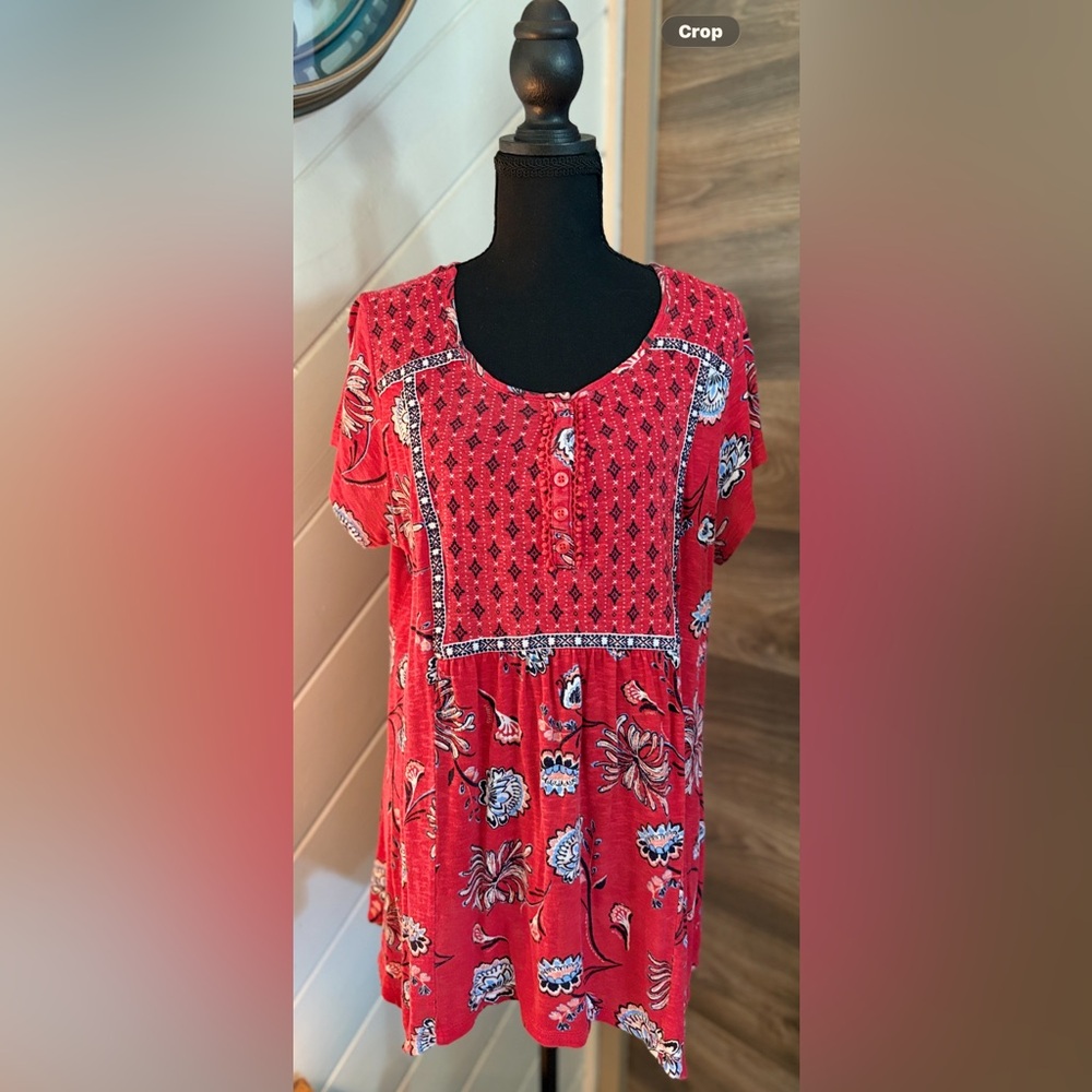 Style & Co. Red Floral Blouse